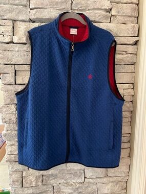 Brooks Brothers Navy Quilted Vest with Red Interior | Men’s XL